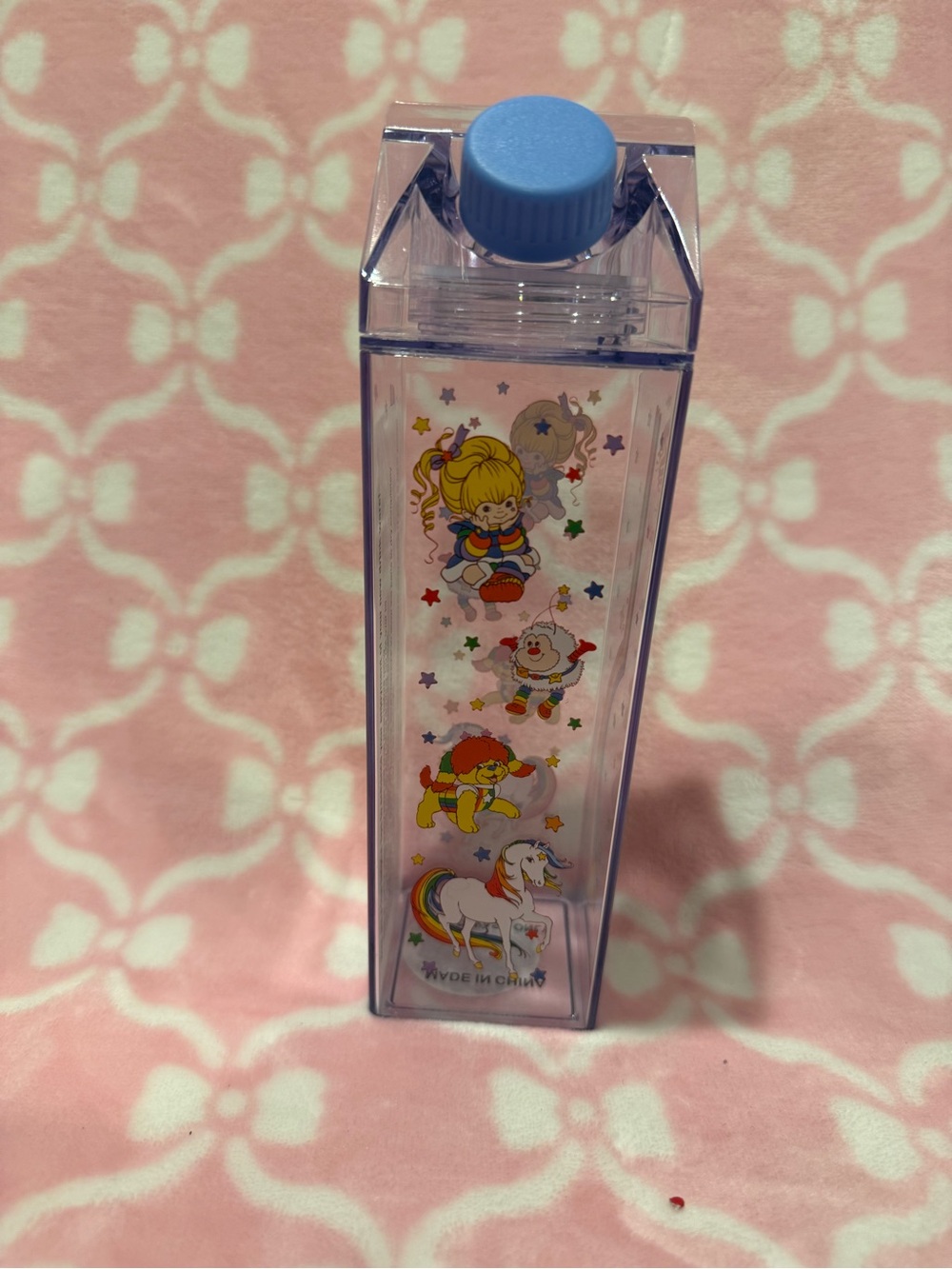 Rainbow Brite Plastic Milk Carton with Light Blue Cap